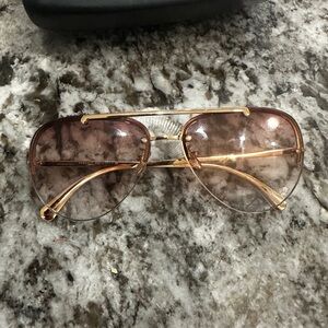 Versace Rose Gold and Brown Aviator Sunglasses VE2231